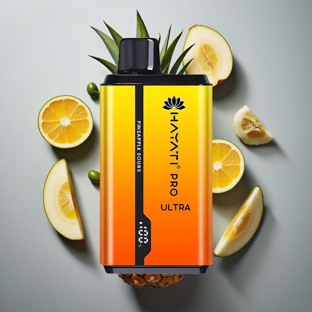 Hayati Pro Ultra 15000 Puffs Eldobható E-cigaretta Ananász-Savanykás, 850mAh, 2×12ml, 2% nikotin, 49 íz