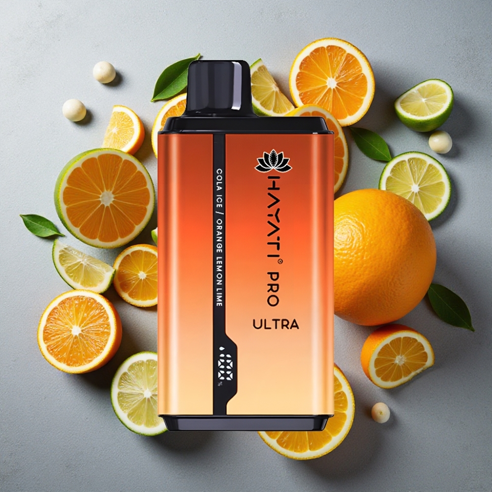 Hayati Pro Ultra 15000 Puffs Eldobható E-szigaret Kolajég Narancs Citrom & Lime 850mAh 2×12ml 2% 49 íz