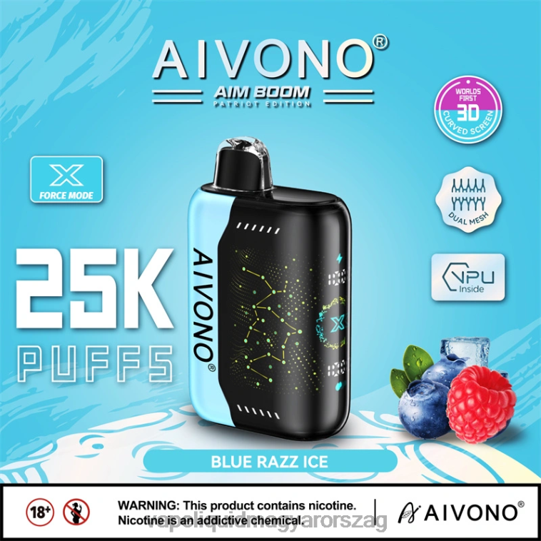 Aivono AIM BOOM 25000 kék razz jég 8H800345 - E-Liquid Utántöltő Folyadék