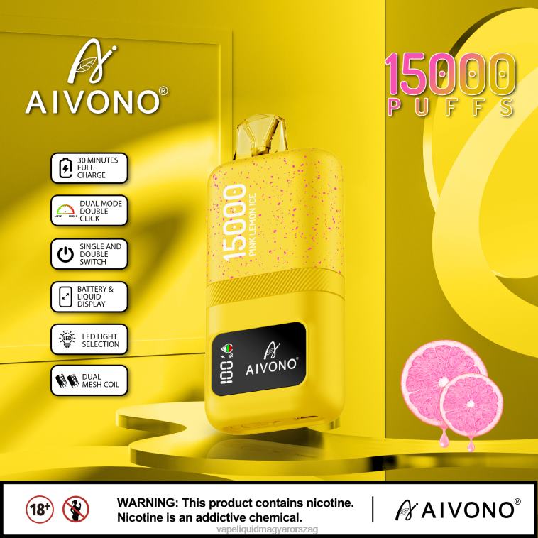 Aivono AIM magic 15000 rózsaszín citrom jég 8H80061 - Vape Magyarország