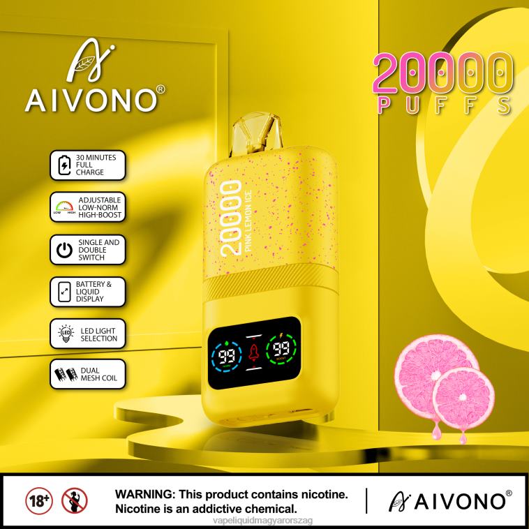 Aivono AIM magic 20000 rózsaszín citrom jég 8H80083 - Vape Liquid