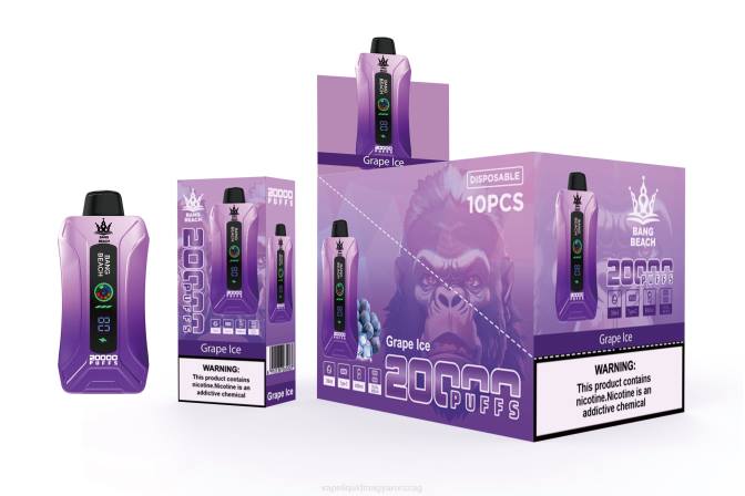 Bang Beach 20000 puff okosképernyős vape szőlőjég 8LNP10 - E-Liquid Utántöltő Folyadék
