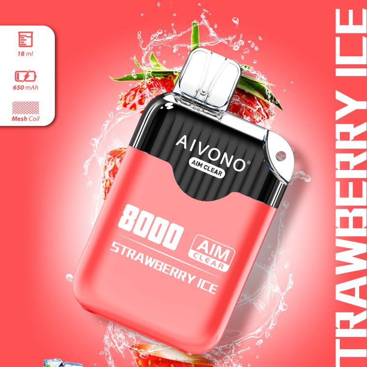 Aivono AIM CLEAR 8000 eper jég 8H800205 - E-Liquid Utántöltő Folyadék