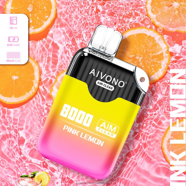 Aivono AIM CLEAR 8000 rózsaszín citrom 8H800211 - Vape Magyarország