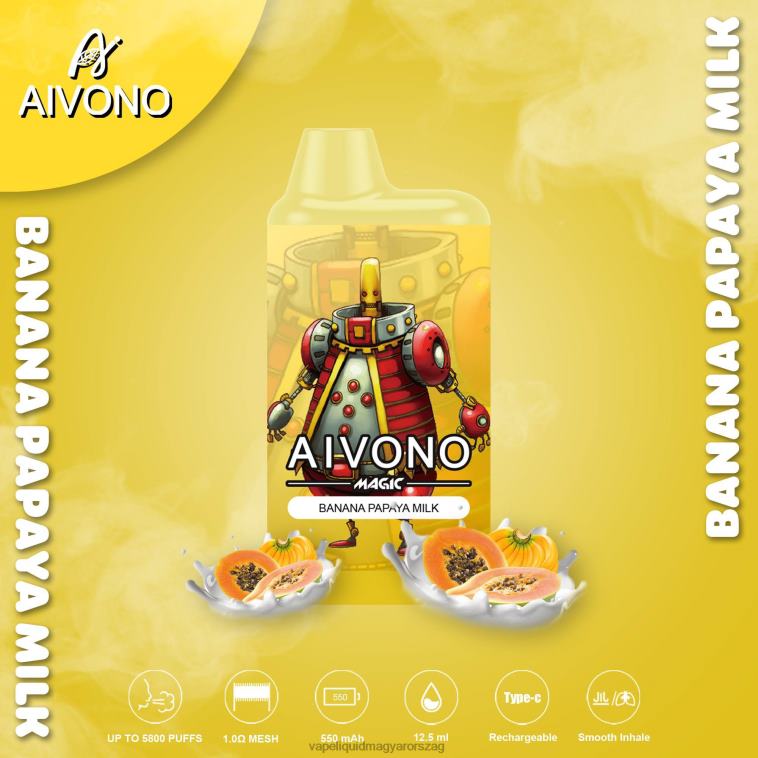 Aivono AIM MAGIC 5800-as szájdobozos cigaretta banán papaya tej 8H80094 - Vape Pen