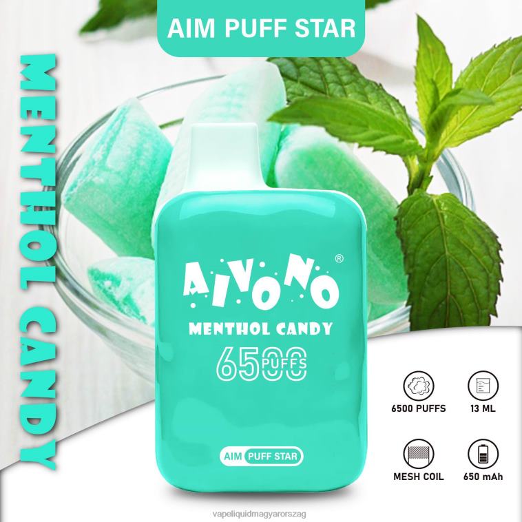 Aivono AIM PUFF STAR 6500 mentolos cukorka 8H800295 - E-Liquid Utántöltő Folyadék