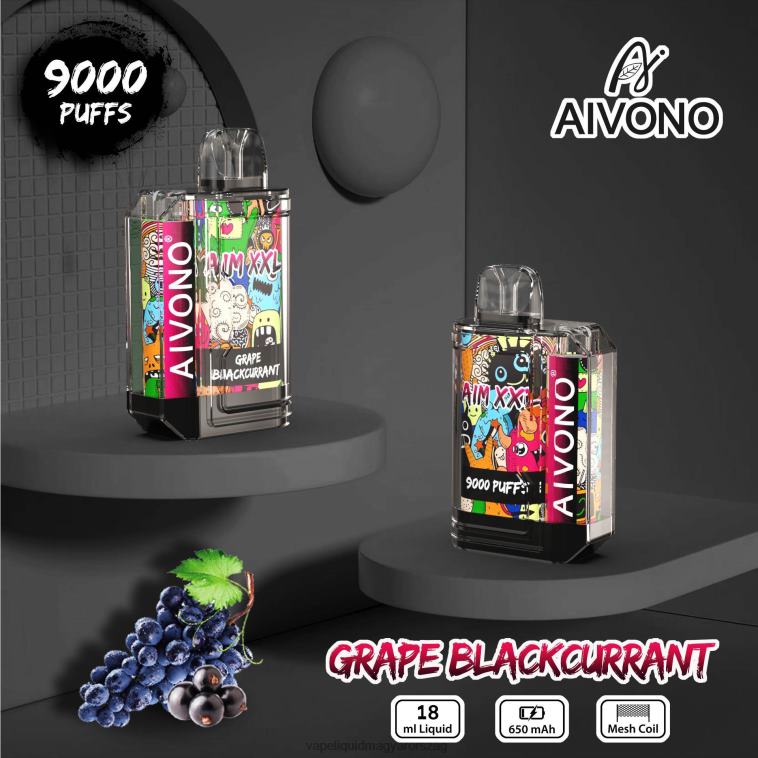 Aivono AIM XXL 9000 szájmatrica átlátszó szőlő feketeribizli 8H80056 - Vape Magyarország