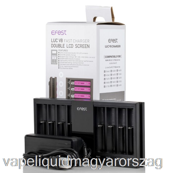 Efest Luc V8 Dupla Lcd Képernyős Gyors Akkumulátortöltő Vape E Cigi