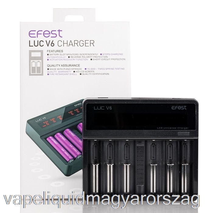 Efest Luc V6 6-rekeszes Lcd Univerzális Töltő Vape E Cigi